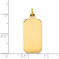 14K Yellow Gold Engravable Rectangular Disc Charm - Personalized Customizable Pendant with Polished Finish by Oro Pregiato