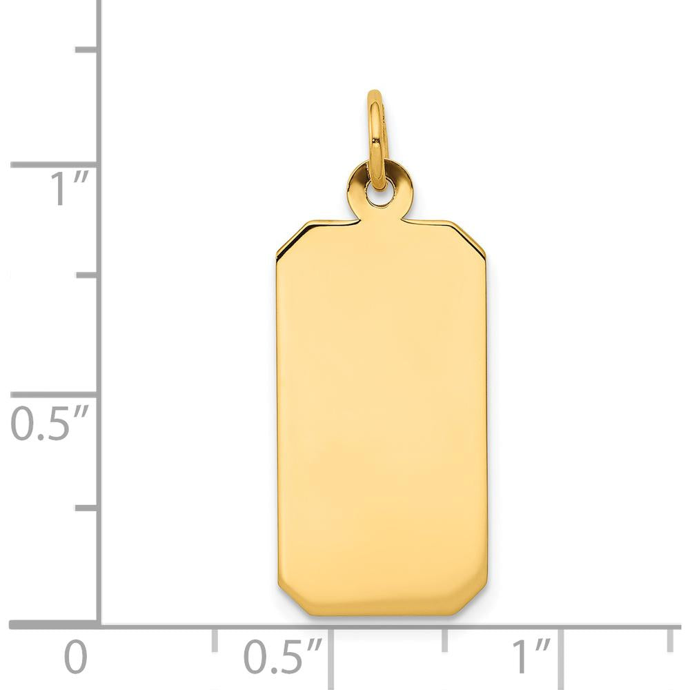 14K Yellow Gold Engravable Rectangular Disc Charm - Personalized Customizable Pendant with Polished Finish by Oro Pregiato
