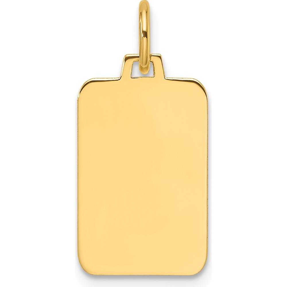 14K Yellow Gold Engravable Rectangular Disc Charm - Polished Finish, 20.5mm by Oro Pregiato