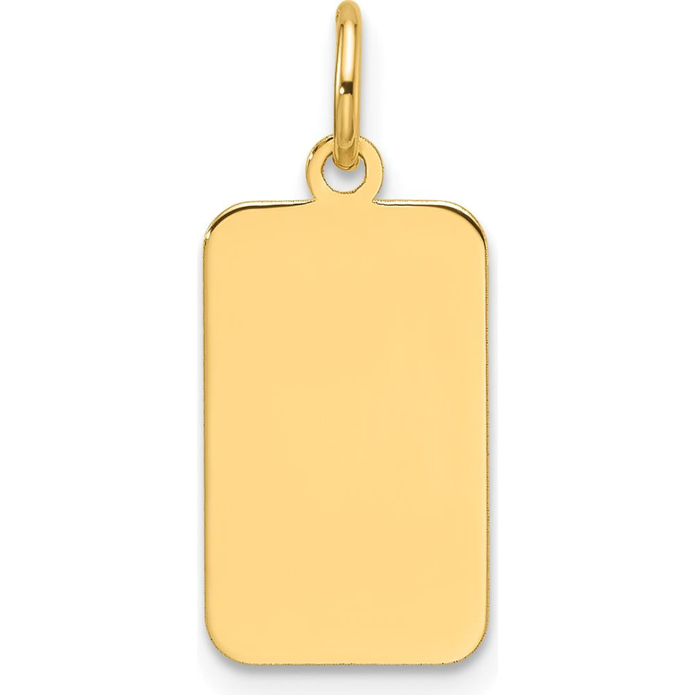 14K Yellow Gold Engravable Rectangular Disc Charm with Polished Finish by Oro Pregiato