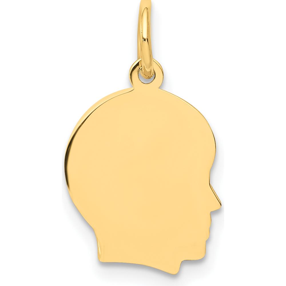 14K Yellow Gold Engravable Right-Facing Boy Head Charm - Polished Finish by Oro Pregiato