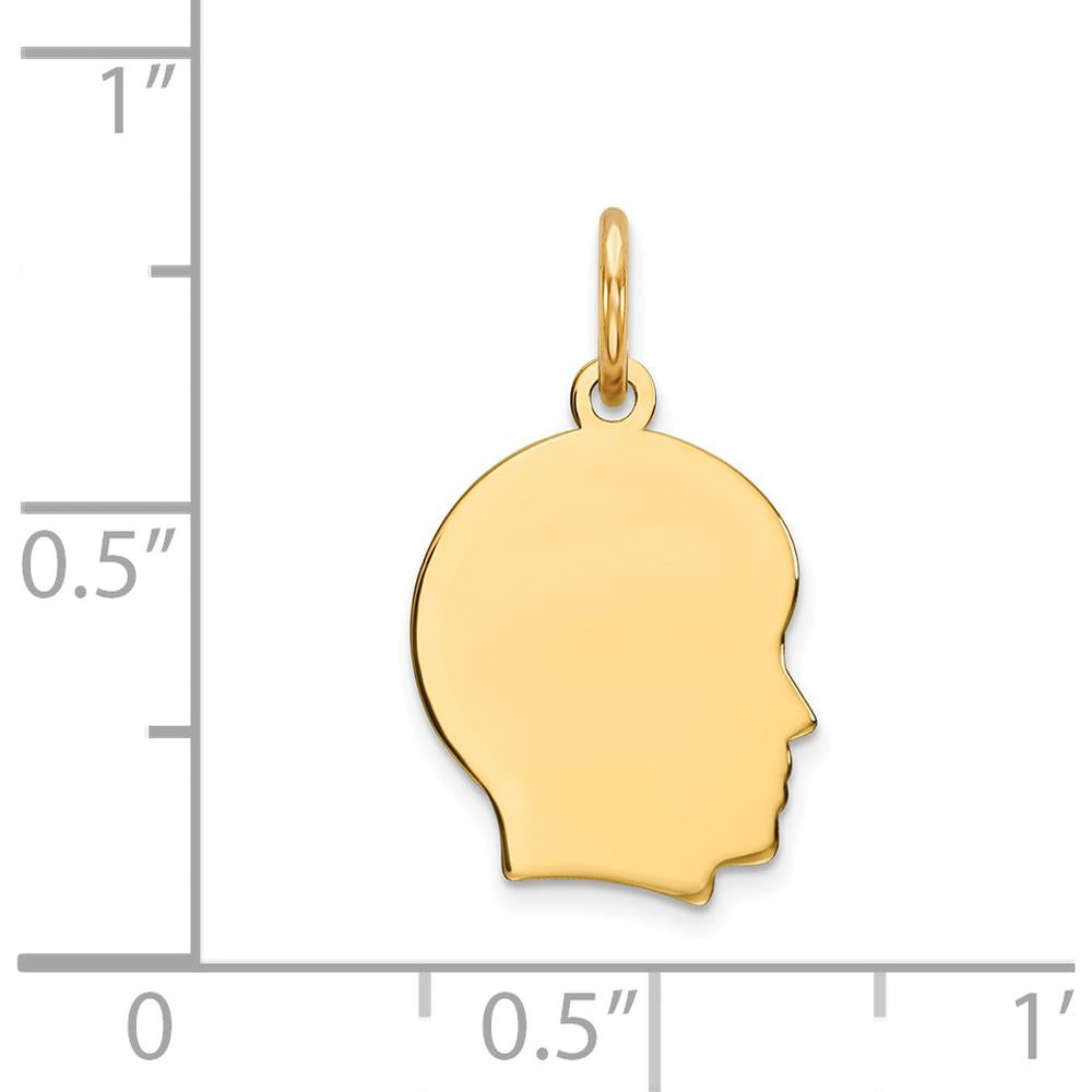 14K Yellow Gold Engravable Right-Facing Boy Head Charm - Polished Finish by Oro Pregiato
