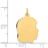 14K Yellow Gold Engravable Right-Facing Girl Head Charm - 23mm by Oro Pregiato