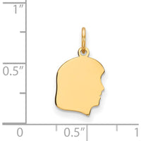 14K Yellow Gold Engravable Right-Facing Girl Head Charm Pendant - Personalized Design by Oro Pregiato
