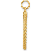14K Yellow Gold Engravable Rope Disc Pendant with Satin Back - 32mm Length by Oro Pregiato