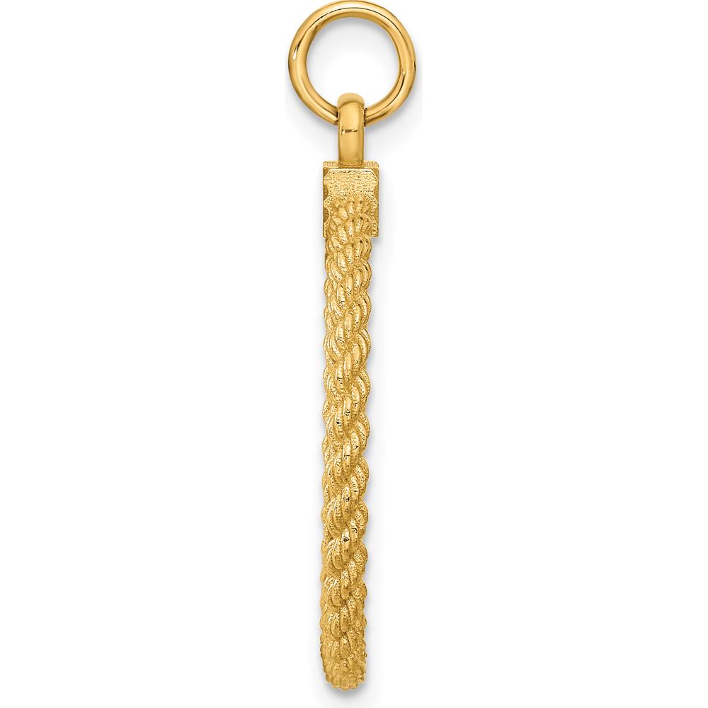14K Yellow Gold Engravable Rope Disc Pendant with Satin Back - 32mm Length by Oro Pregiato