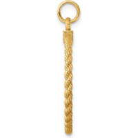 14K Yellow Gold Engravable Rope Edge Disc Pendant - Personalized Charm by Oro Pregiato