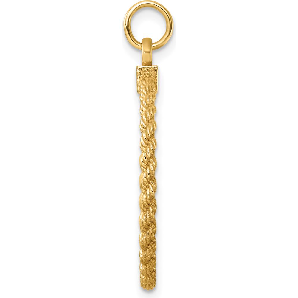 14K Yellow Gold Engravable Rope Edge Disc Pendant - Personalized Charm by Oro Pregiato