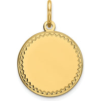 14K Yellow Gold Engravable Round Disc Charm - 13mm Polished Finish by Oro Pregiato