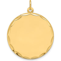 14K Yellow Gold Engravable Round Disc Charm with Diamond-Cut Edge - Polished Finish by Oro Pregiato
