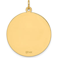 14K Yellow Gold Engravable Round Disc Charm with Diamond-Cut Edge - Polished Finish by Oro Pregiato