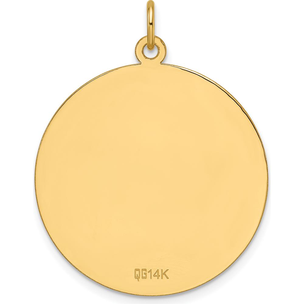 14K Yellow Gold Engravable Round Disc Charm with Diamond-Cut Edge - Polished Finish by Oro Pregiato