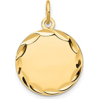14K Yellow Gold Engravable Round Disc Charm with Diamond-Cut Edges - Personalized Jewelry Piece by Oro Pregiato