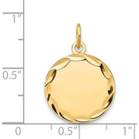 14K Yellow Gold Engravable Round Disc Charm with Diamond-Cut Edges - Personalized Jewelry Piece by Oro Pregiato