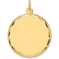 14K Yellow Gold Engravable Round Disc Charm with Diamond-Cut Edges by Oro Pregiato
