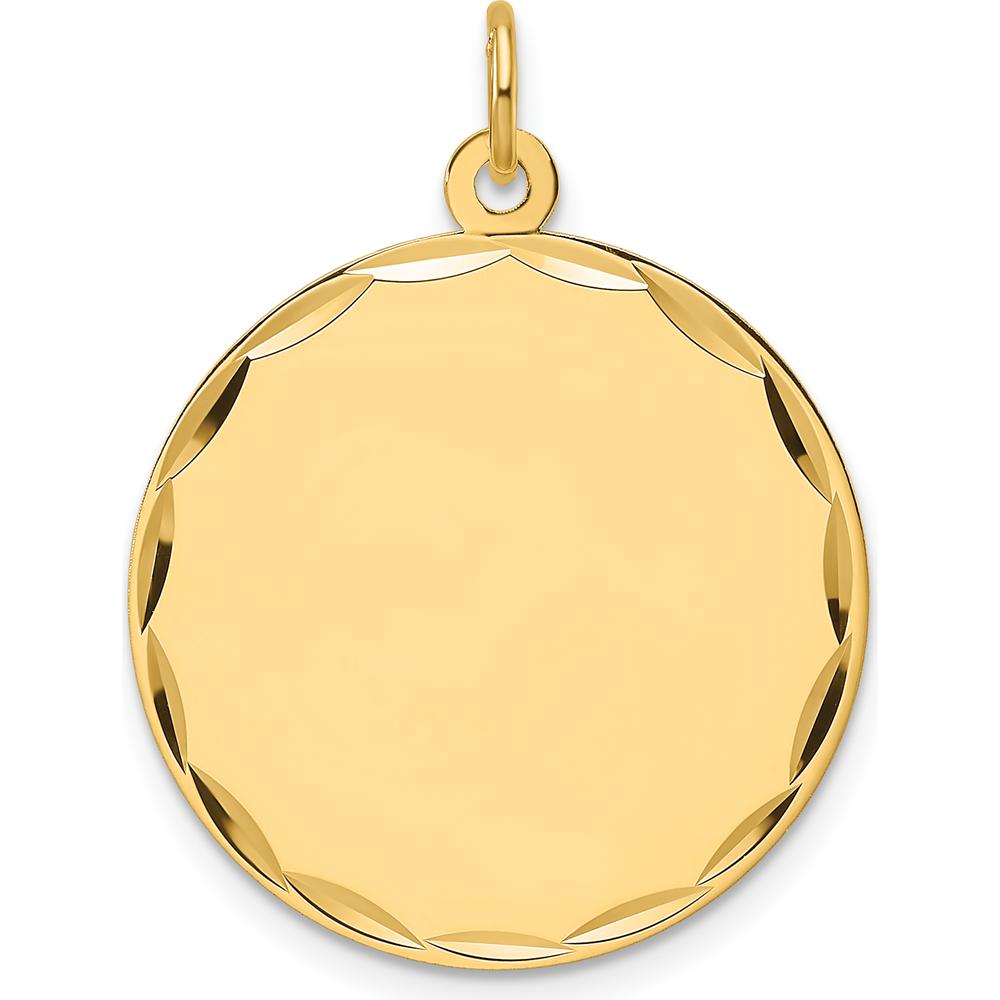 14K Yellow Gold Engravable Round Disc Charm with Diamond-Cut Edges by Oro Pregiato