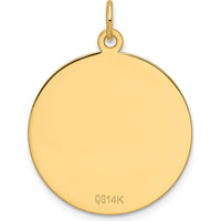 14K Yellow Gold Engravable Round Disc Charm with Diamond-Cut Edges by Oro Pregiato