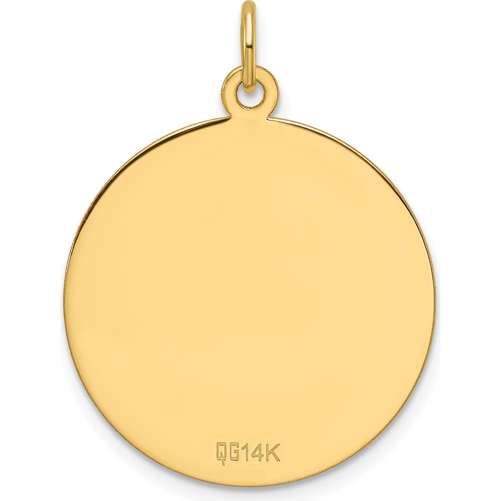 14K Yellow Gold Engravable Round Disc Charm with Diamond-Cut Edges by Oro Pregiato