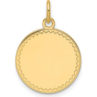14K Yellow Gold Engravable Round Disc Charm with Grooved Edge by Oro Pregiato