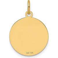 14K Yellow Gold Engravable Round Disc Charm with Grooved Edge by Oro Pregiato