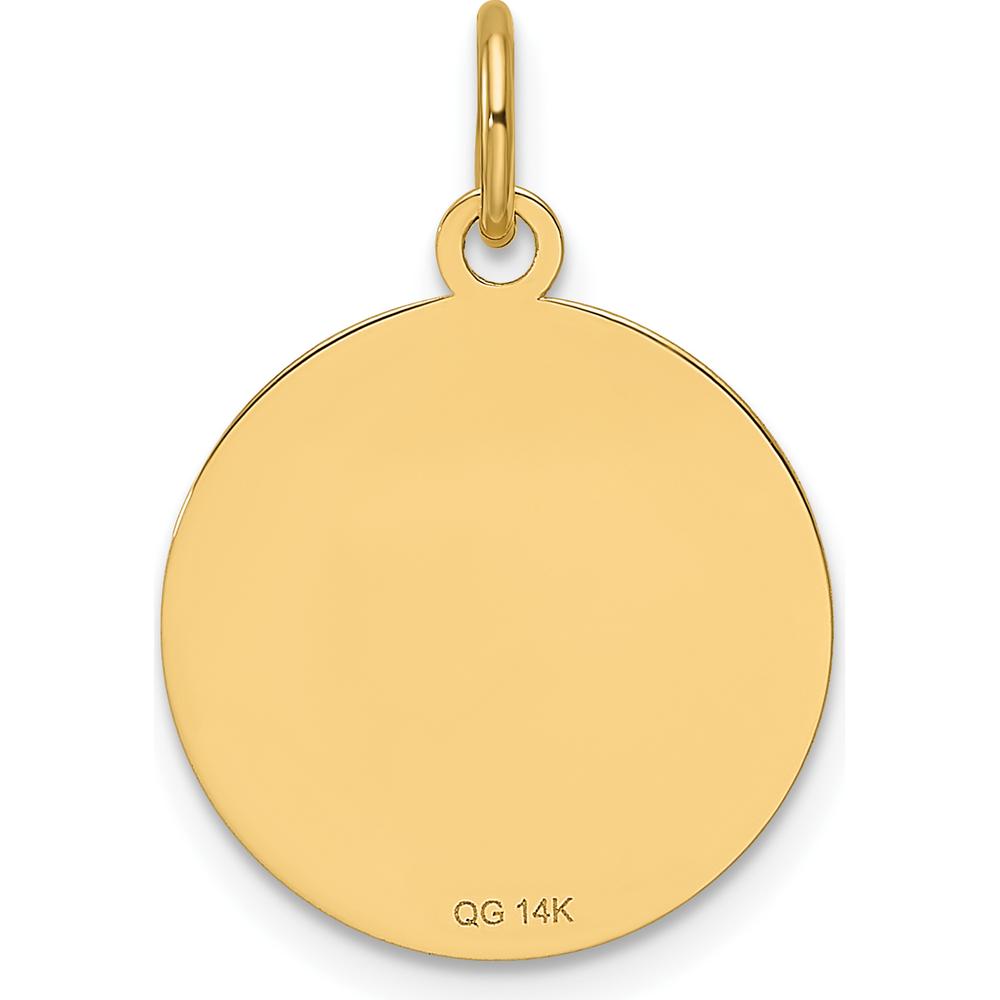 14K Yellow Gold Engravable Round Disc Charm with Grooved Edge by Oro Pregiato