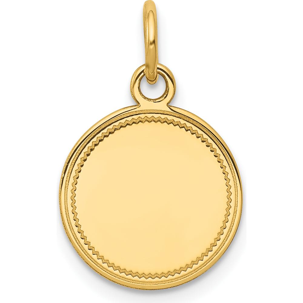 14K Yellow Gold Engravable Round Disc Charm with Polished Finish - 13mm by Oro Pregiato