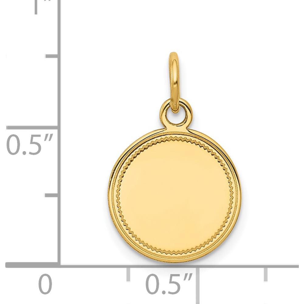 14K Yellow Gold Engravable Round Disc Charm with Polished Finish - 13mm by Oro Pregiato