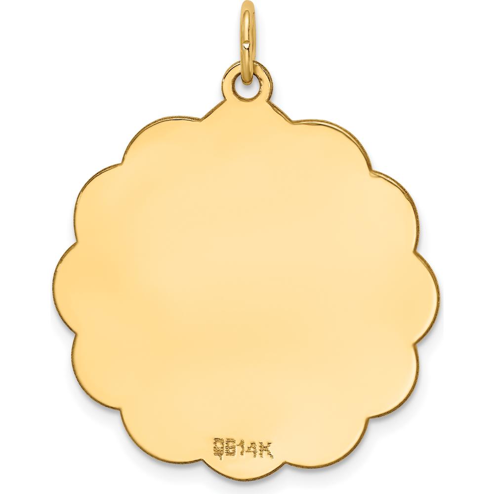 14K Yellow Gold Engravable Scalloped Disc Charm - 31mm Length by Oro Pregiato