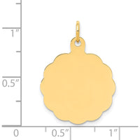 14K Yellow Gold Engravable Scalloped Disc Charm - Polished Finish by Oro Pregiato