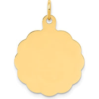 14K Yellow Gold Engravable Scalloped Disc Charm - Polished Finish by Oro Pregiato