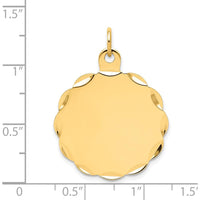 14K Yellow Gold Engravable Scalloped Disc Charm with Diamond-Cut Texture by Oro Pregiato