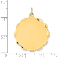 14K Yellow Gold Engravable Scalloped Disc Charm with Polished Diamond-Cut Finish by Oro Pregiato