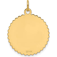 14K Yellow Gold Engravable Scalloped Disc Charm with Polished Finish by Oro Pregiato