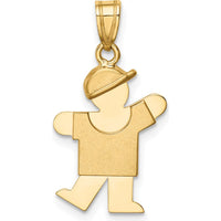 14K Yellow Gold Engravable Small Boy with Hat Left Kiss Charm by Oro Pregiato