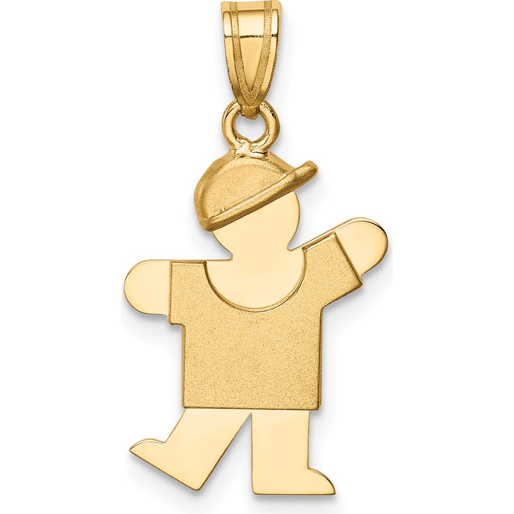 14K Yellow Gold Engravable Small Boy with Hat Left Kiss Charm by Oro Pregiato