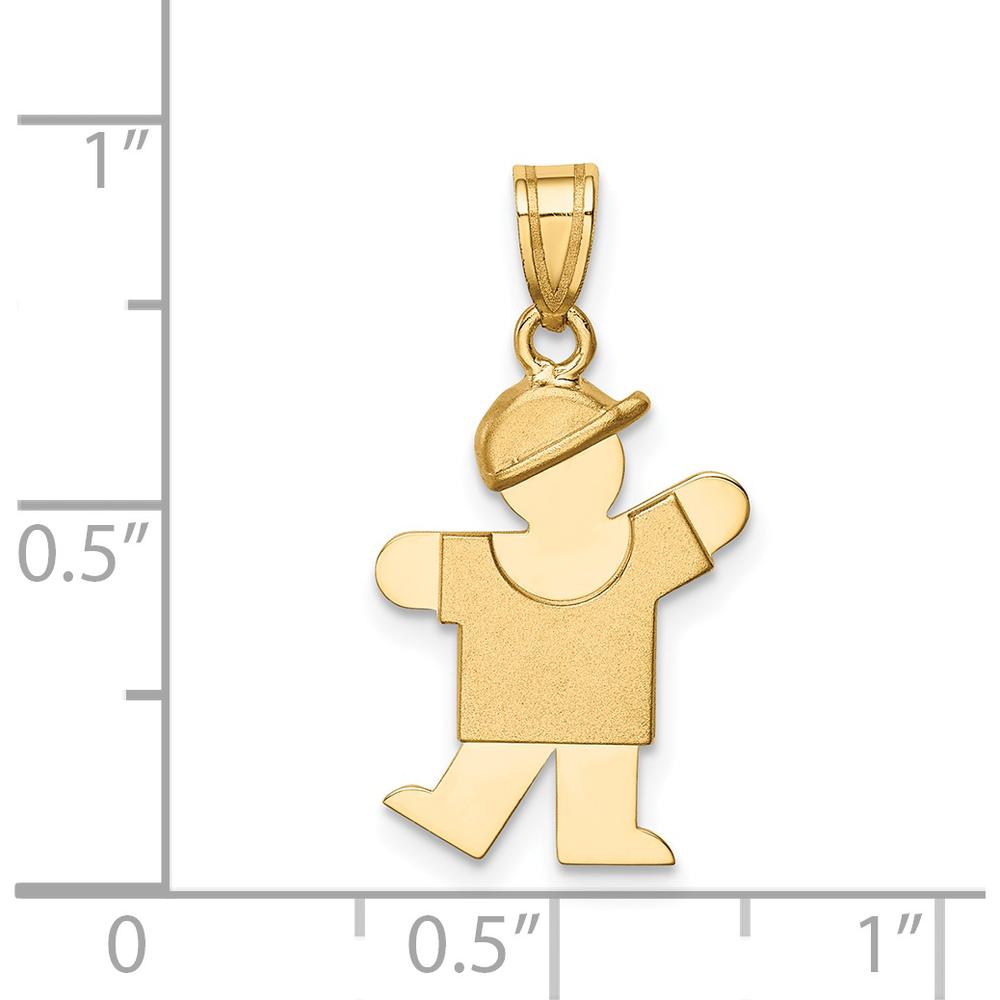 14K Yellow Gold Engravable Small Boy with Hat Left Kiss Charm by Oro Pregiato