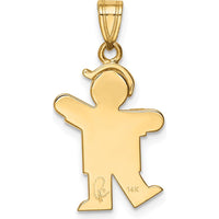14K Yellow Gold Engravable Small Boy with Hat Left Kiss Charm by Oro Pregiato