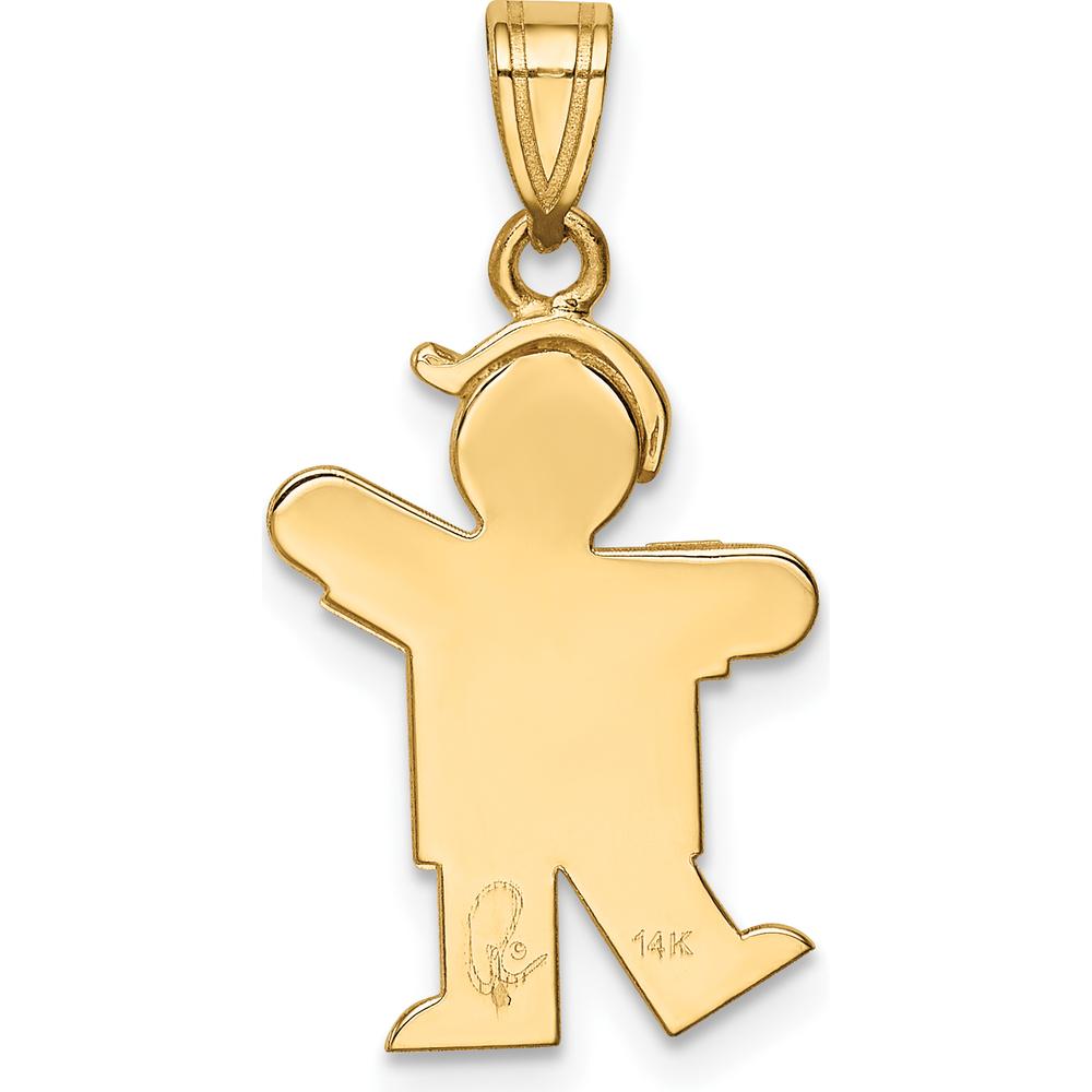 14K Yellow Gold Engravable Small Boy with Hat Left Kiss Charm by Oro Pregiato