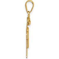 14K Yellow Gold Engravable Small Boy with Hat on Right Hugs Pendant Charm by Oro Pregiato
