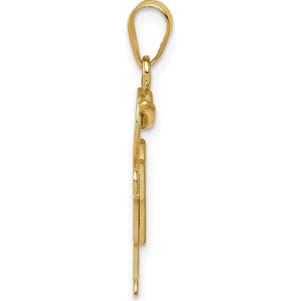 14K Yellow Gold Engravable Small Boy with Hat on Right Hugs Pendant Charm by Oro Pregiato