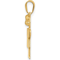 14K Yellow Gold Engravable Small Girl with Bow Charm - 30mm Length, 15mm Width by Oro Pregiato
