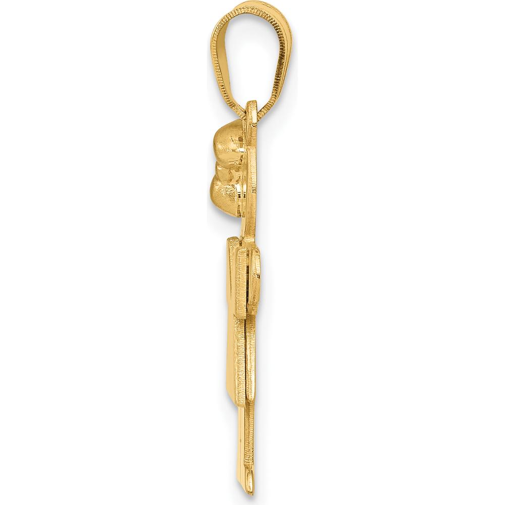 14K Yellow Gold Engravable Small Girl with Bow Charm - 30mm Length, 15mm Width by Oro Pregiato