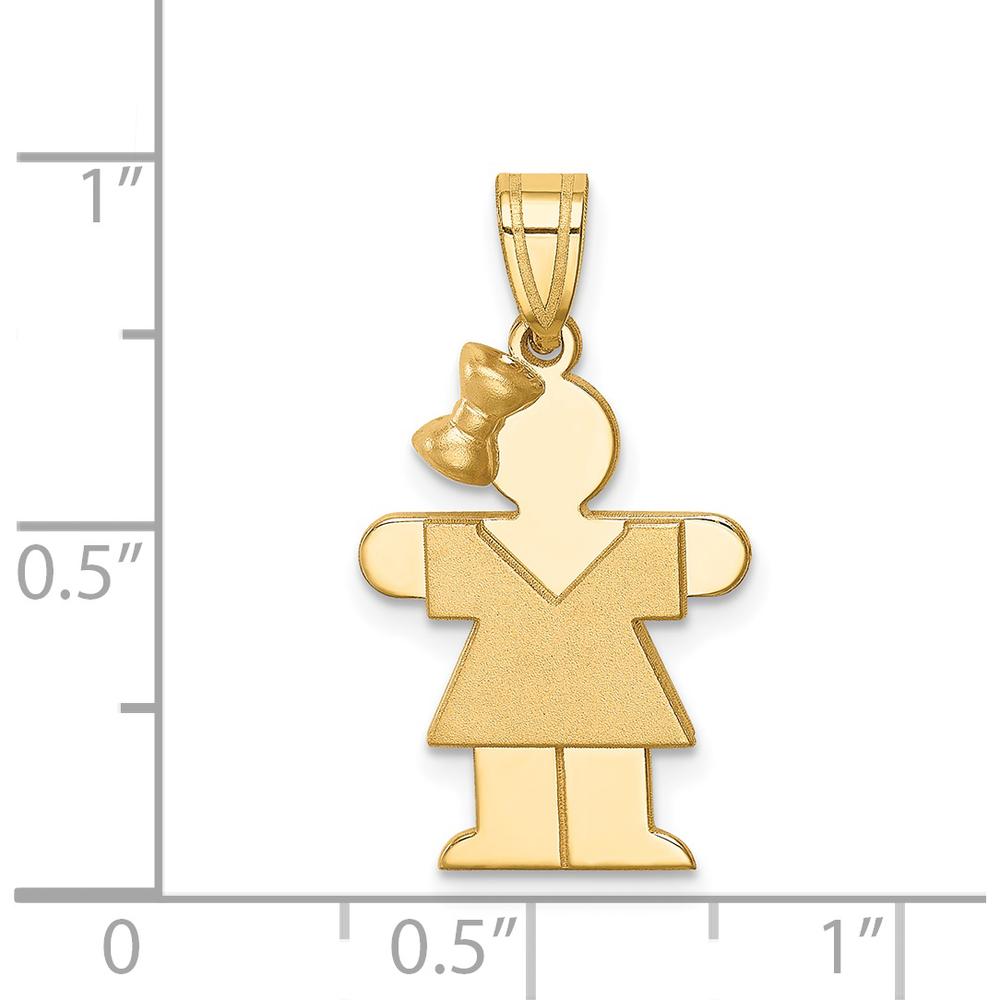 14K Yellow Gold Engravable Small Girl with Bow Charm - 30mm Length, 15mm Width by Oro Pregiato