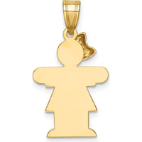 14K Yellow Gold Engravable Small Girl with Bow Charm - 30mm Length, 15mm Width by Oro Pregiato