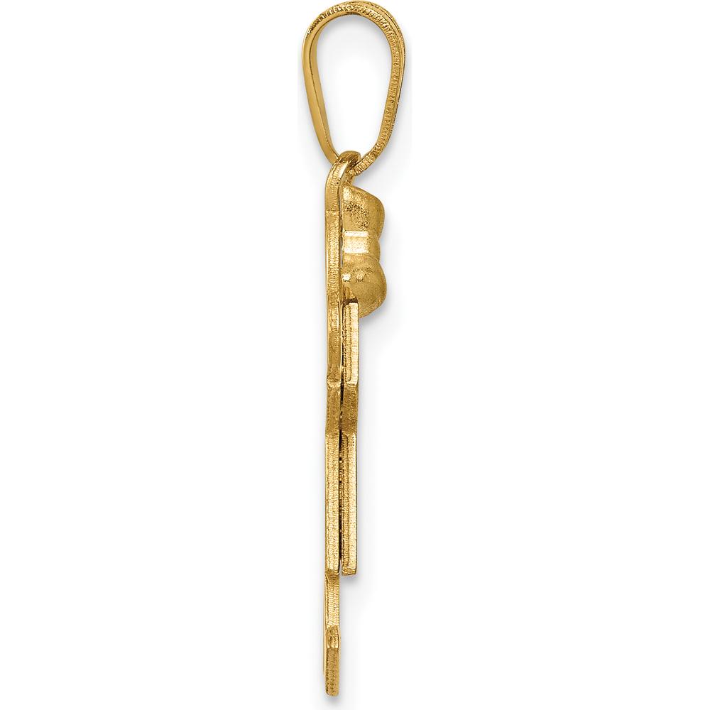 14K Yellow Gold Engravable Small Girl with Bow Joy Pendant - 30mm by Oro Pregiato