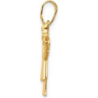 14K Yellow Gold Engravable Small Girl with Ruffles and Bow Pendant by Oro Pregiato