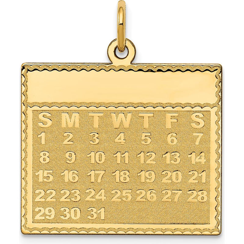 14K Yellow Gold Engravable Sunday Calendar Pendant - Personalize with Custom Date by Oro Pregiato