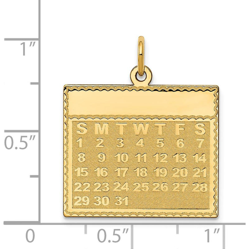 14K Yellow Gold Engravable Sunday Calendar Pendant - Personalize with Custom Date by Oro Pregiato