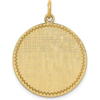 14K Yellow Gold Engravable Textured Circular Disc Charm with Diamond-Cut Edge by Oro Pregiato