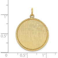 14K Yellow Gold Engravable Textured Circular Disc Charm with Diamond-Cut Edge by Oro Pregiato